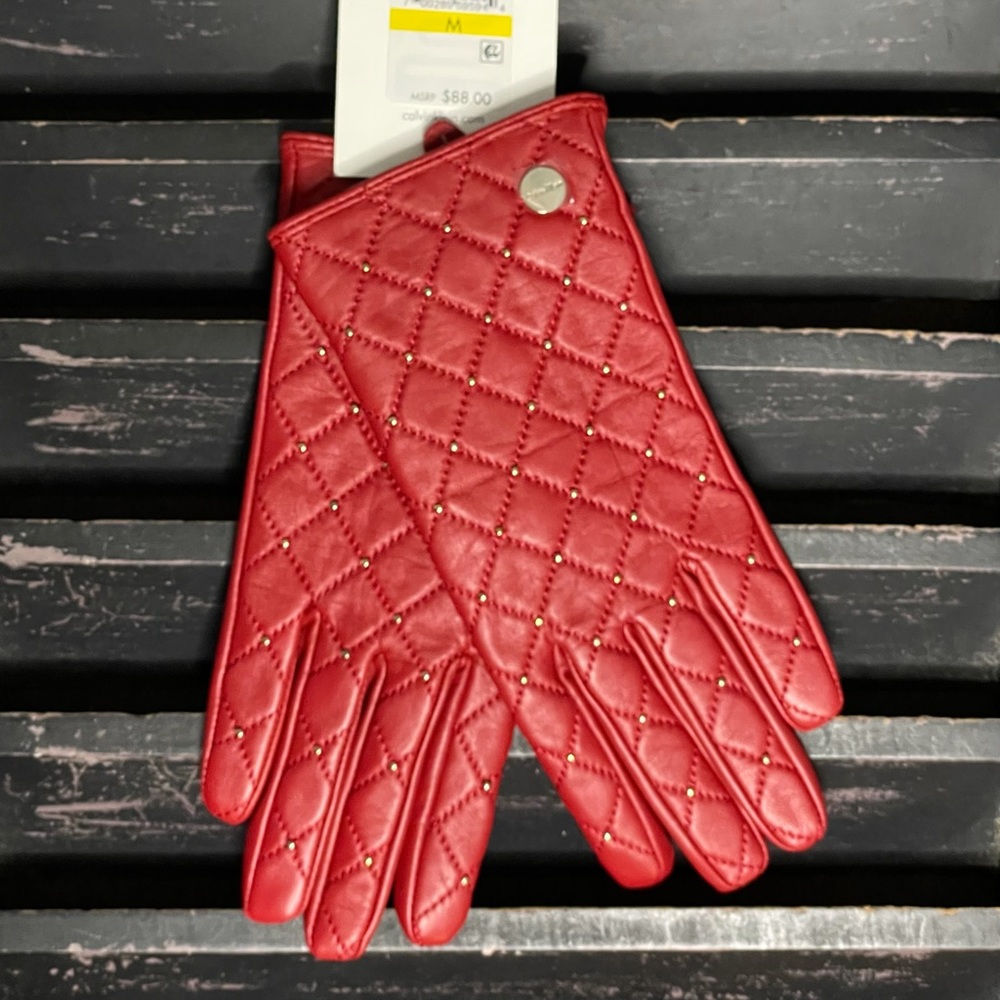 CALVIN KLEIN Quilted Genuine Leather Gloves